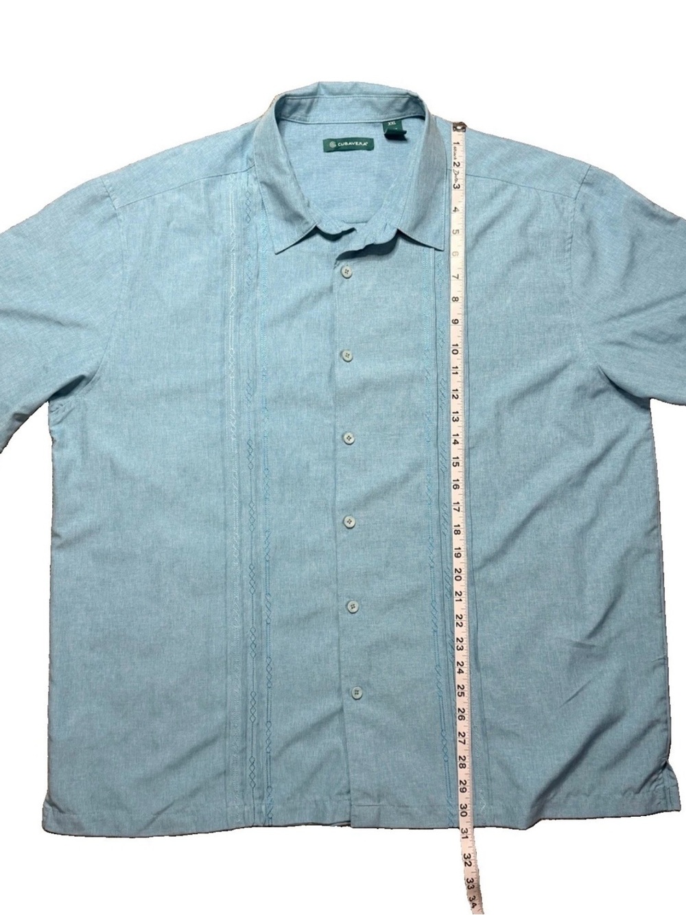 Cubavera Sky Blue Short-Sleeve Embroidered Button-Down Shirt